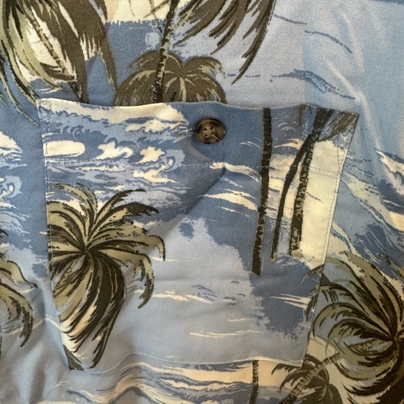 Puritan Men’s Blue Button Down Shirt Palm Trees Size Large - Picture 4 of 5